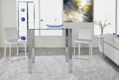 Hasina Bar Stool in White with Polished Stainless Steel Footrest - Set of 2