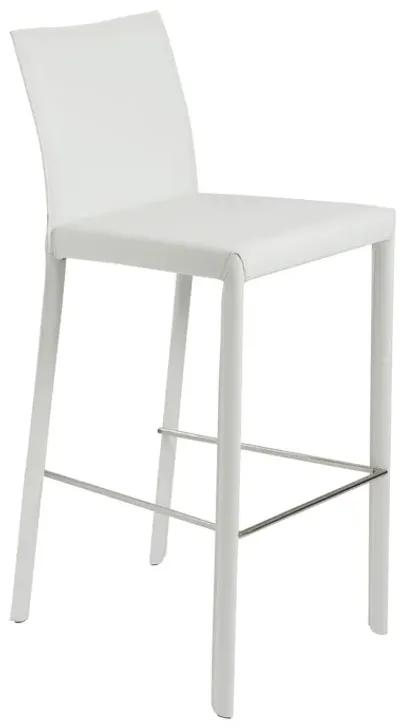 Hasina Bar Stool in White with Polished Stainless Steel Footrest - Set of 2