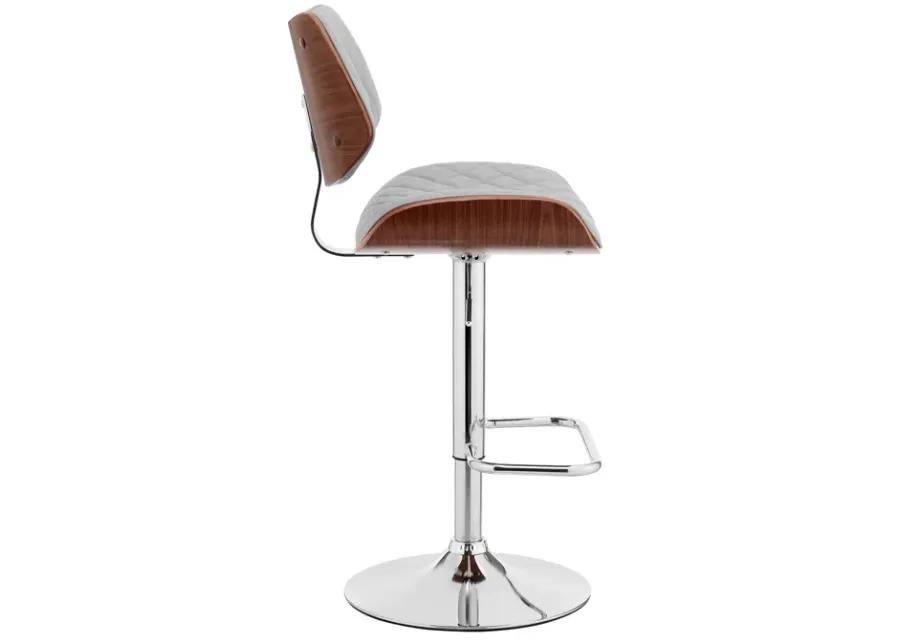 Leland Adjustable Gray Faux Leather and Chrome Finish Bar Stool