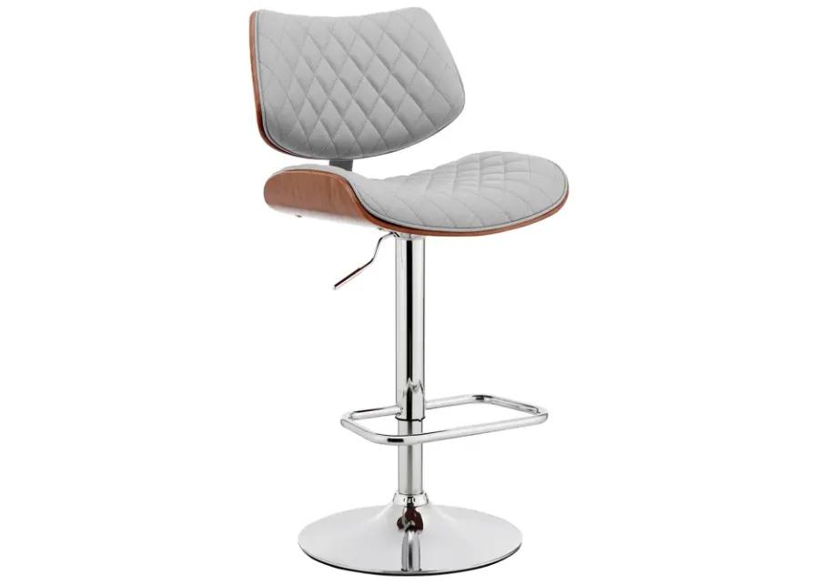 Leland Adjustable Gray Faux Leather and Chrome Finish Bar Stool