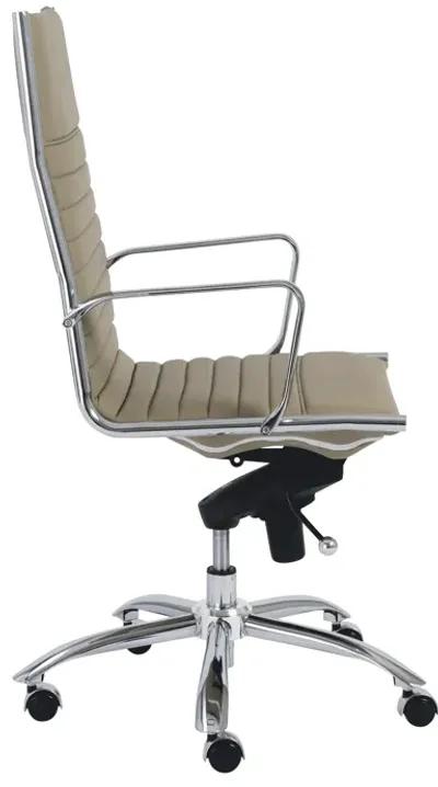 Dirk High Back Office Chair in Taupe with Chromed Steel Base