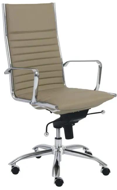 Dirk High Back Office Chair in Taupe with Chromed Steel Base