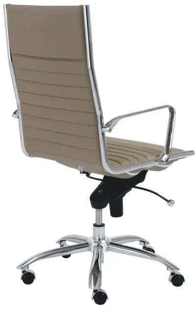 Dirk High Back Office Chair in Taupe with Chromed Steel Base