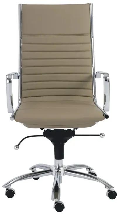 Dirk High Back Office Chair in Taupe with Chromed Steel Base