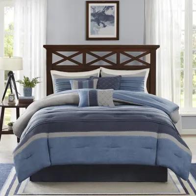 Madison Park Collins Navy 7 Piece Comforter Set