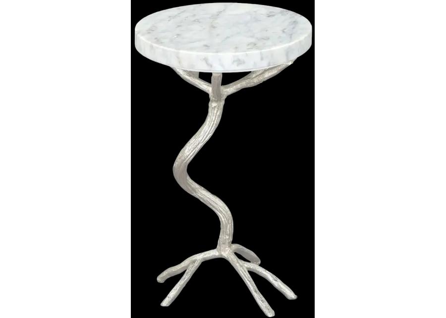 Joel Side Table White & Silver