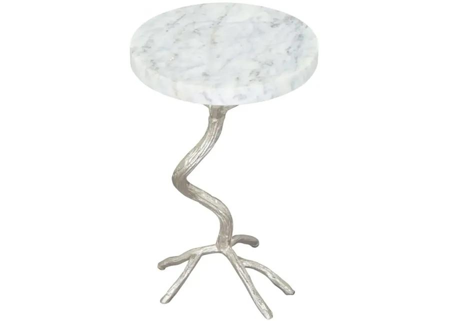 Joel Side Table White & Silver