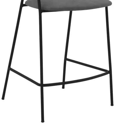 Nara 26" Gray Faux Leather and Metal Counter Height Bar Stool