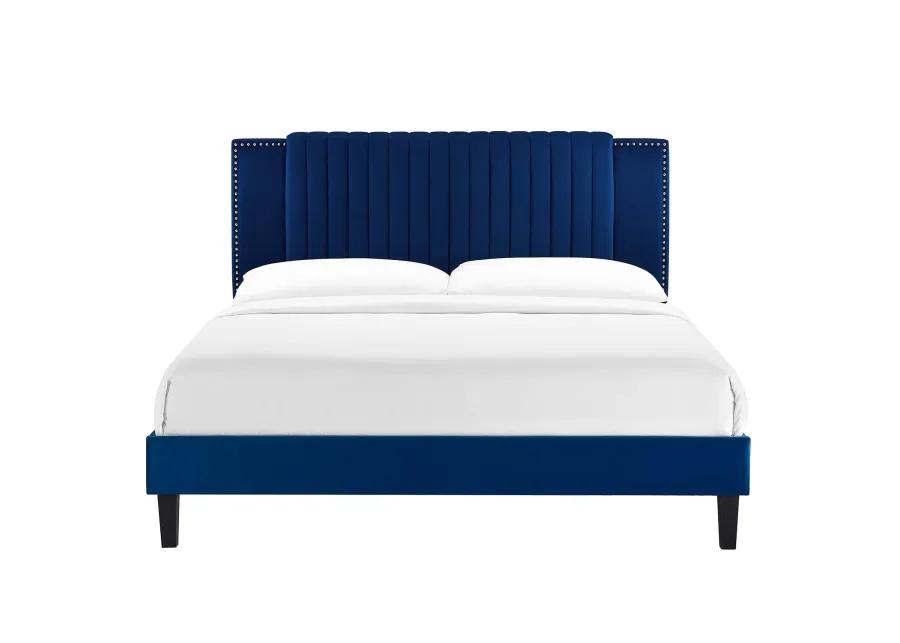 Zahra Channel Tufted Performance Velvet Full Platform Bed