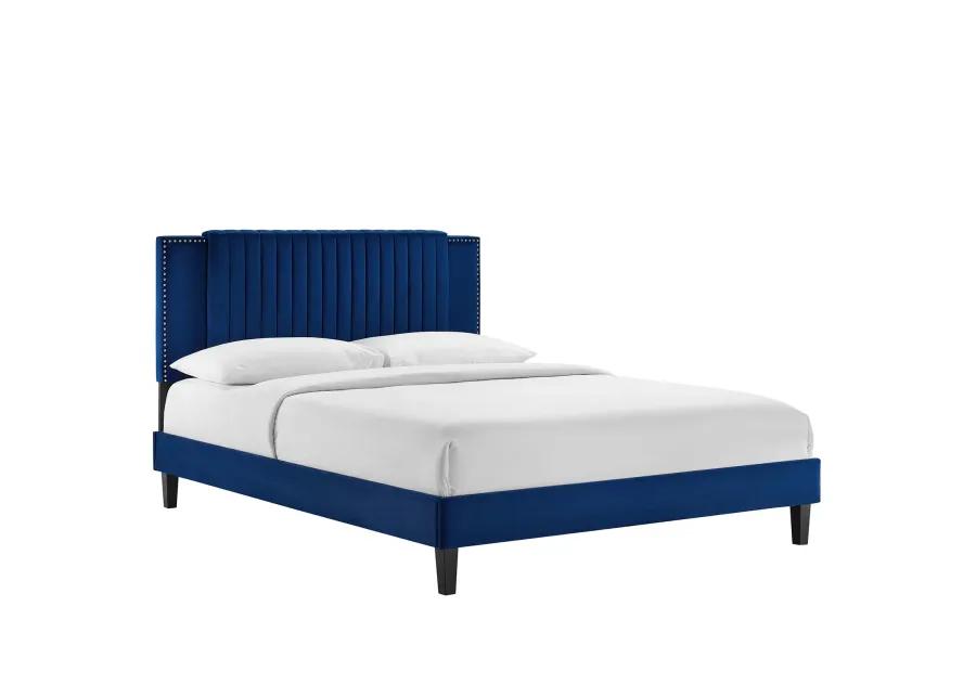 Zahra Channel Tufted Performance Velvet Full Platform Bed