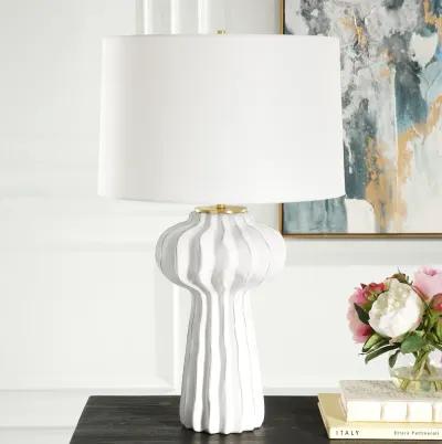 Wrenley Ridged White Table Lamp