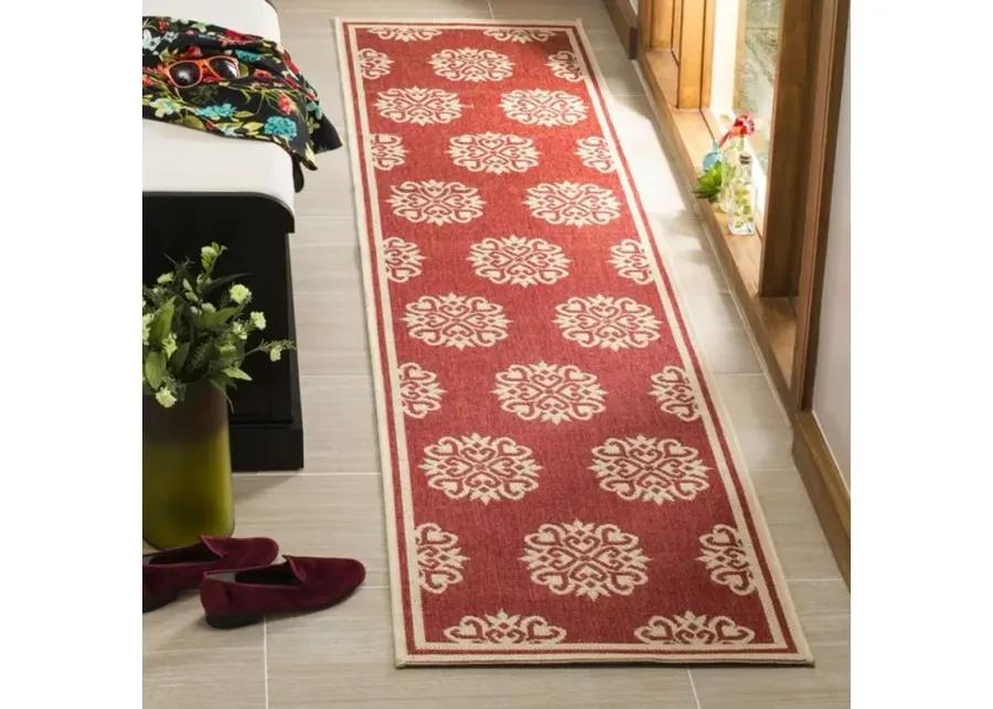 LINDEN 181 Collection LND181Q-28 Red / Creme 2'-2" X 8'