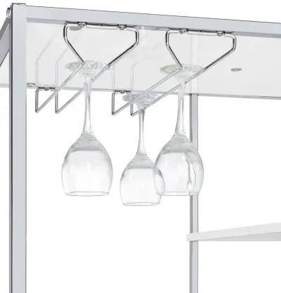 Figueroa 5-shelf Wine Cabinet with Storage Drawer White High Gloss and Chrome