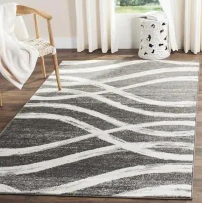 Adirondack Contemporary Charcoal / Ivory 3' X 3' Square Powerloomed Rug