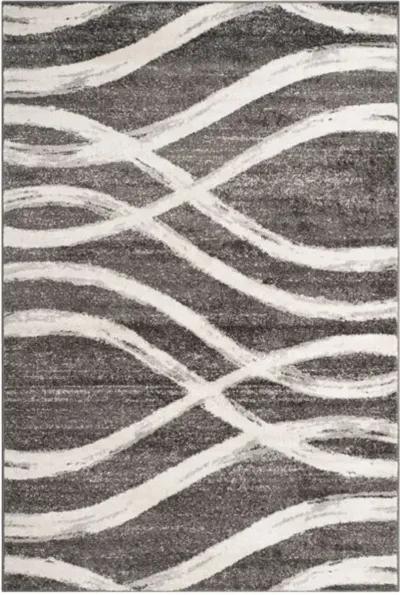 Adirondack Contemporary Charcoal / Ivory 3' X 3' Square Powerloomed Rug