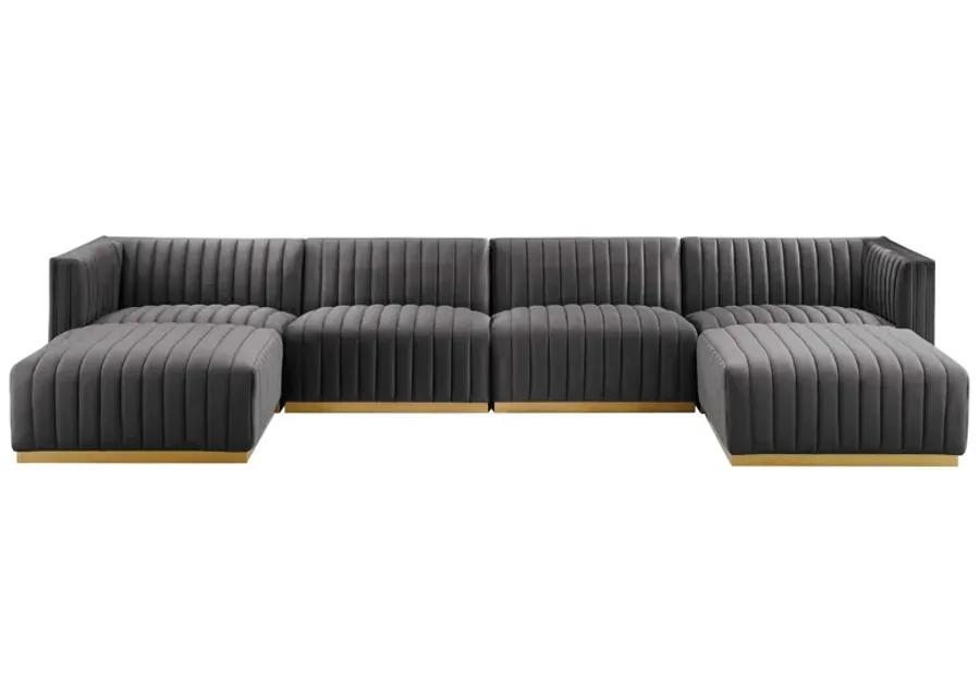 Conjure Channel Tufted Performance Velvet 6-Piece Sectional