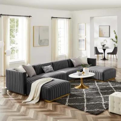 Conjure Channel Tufted Performance Velvet 6-Piece Sectional