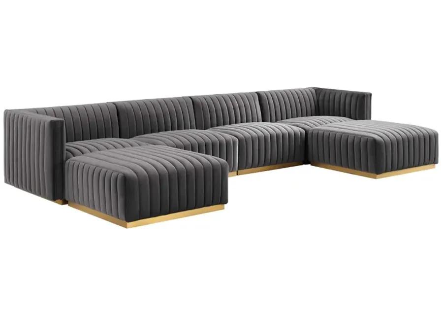 Conjure Channel Tufted Performance Velvet 6-Piece Sectional