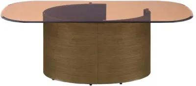 Morena Rectangular Coffee Table with Tawny Tempered Glass Top Brushed Bronze