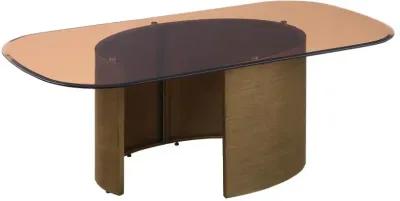 Morena Rectangular Coffee Table with Tawny Tempered Glass Top Brushed Bronze