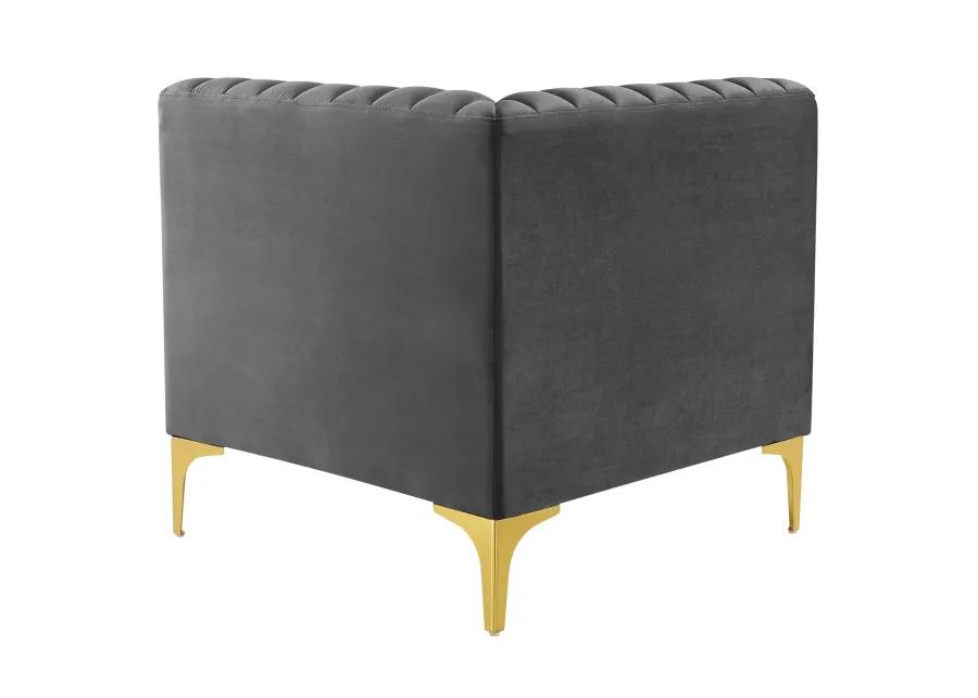 Triumph Channel Tufted Performance Velvet Sectional Sofa Corner Chair