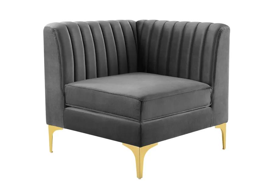 Triumph Channel Tufted Performance Velvet Sectional Sofa Corner Chair