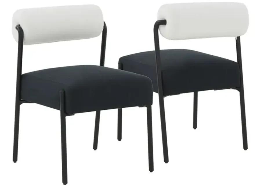 Jolene Cream and Black Linen Dining Chair - Set of 2