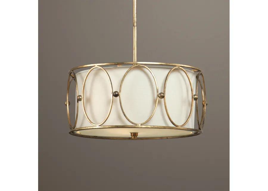 Ovala 3 Light Gold Drum Pendant