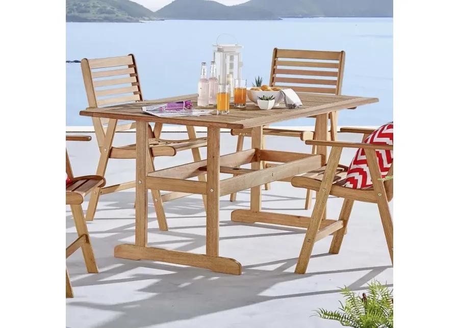 Hatteras Rectangle Outdoor Eucalyptus Wood Dining Table