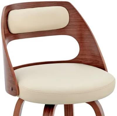 Julius 30" Cream Faux Leather and Walnut Wood Bar Stool