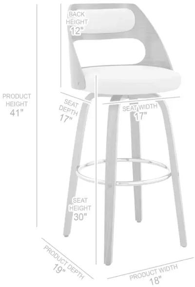 Julius 30" Cream Faux Leather and Walnut Wood Bar Stool