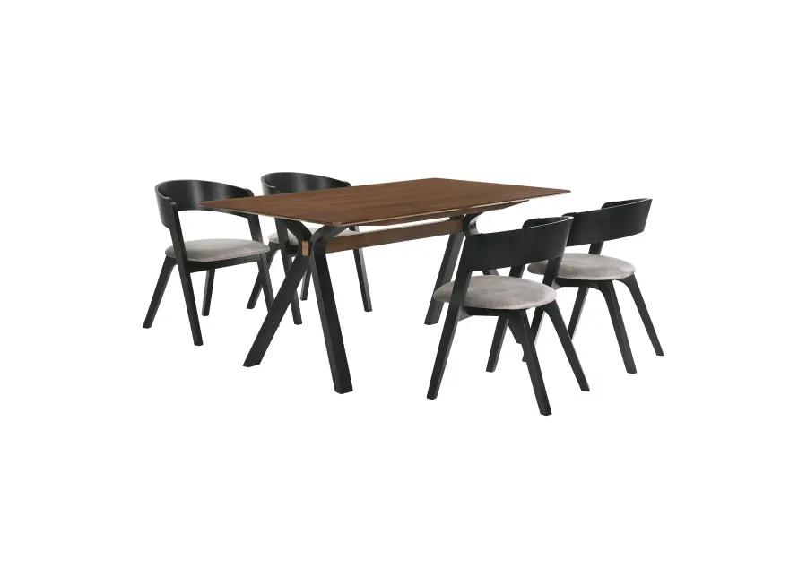 Laredo and Jackie 5 Piece Black Rectangular Dining Set