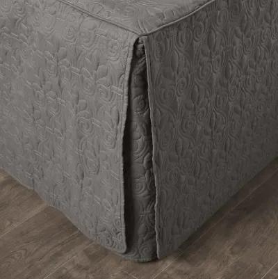 Madison Park Quebec Dark Grey 3 Piece Split Corner Pleated Quilted Bedspread