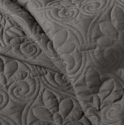 Madison Park Quebec Dark Grey 3 Piece Split Corner Pleated Quilted Bedspread