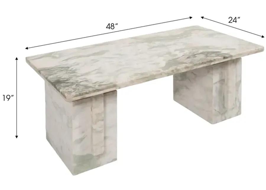 Marble, 48" Coffee Table Onyx Green Kd, 2boxes