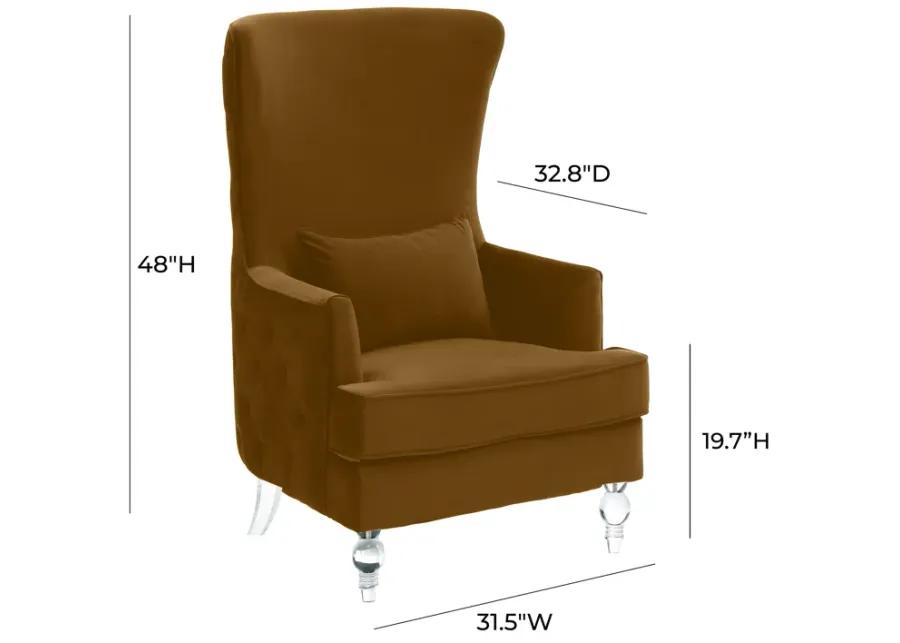 Aubree Tall Chair with Acrylic Legs - Cognac