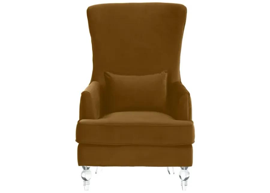 Aubree Tall Chair with Acrylic Legs - Cognac