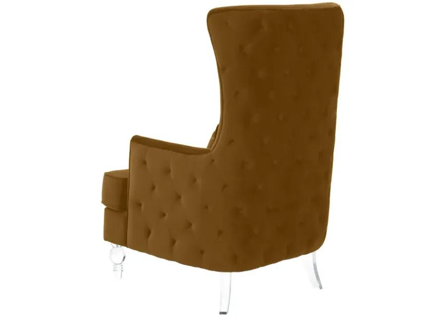 Aubree Tall Chair with Acrylic Legs - Cognac