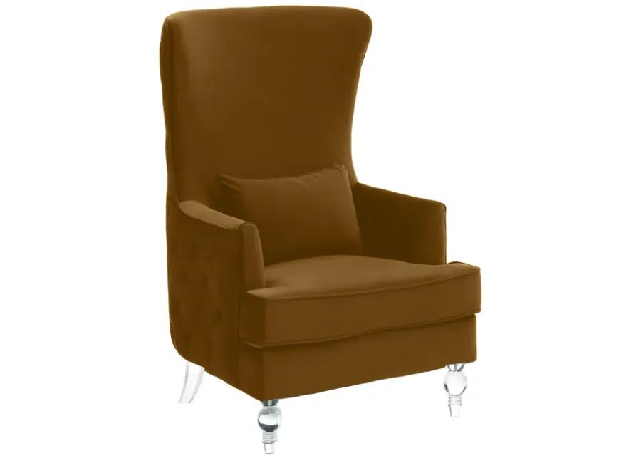 Aubree Tall Chair with Acrylic Legs - Cognac