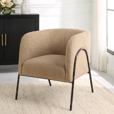 Jacobsen Tan Shearling Barrel Chair