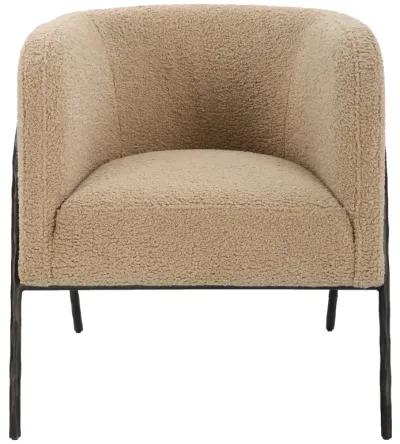 Jacobsen Tan Shearling Barrel Chair