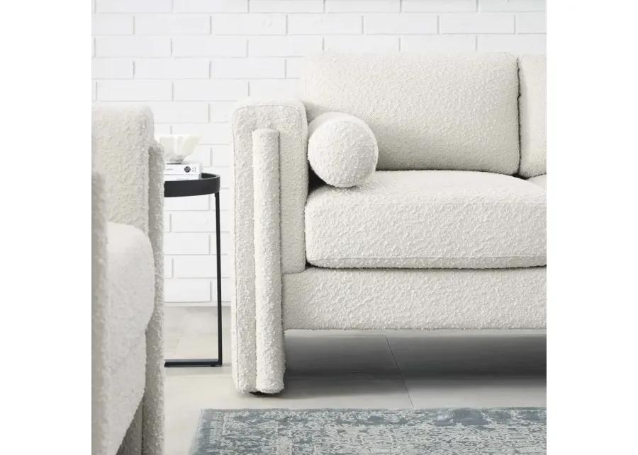 Visible Boucle Fabric Loveseat