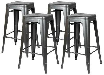 Metropolis Metal Backless Counter Stool, Gunmetal (Set of 4)