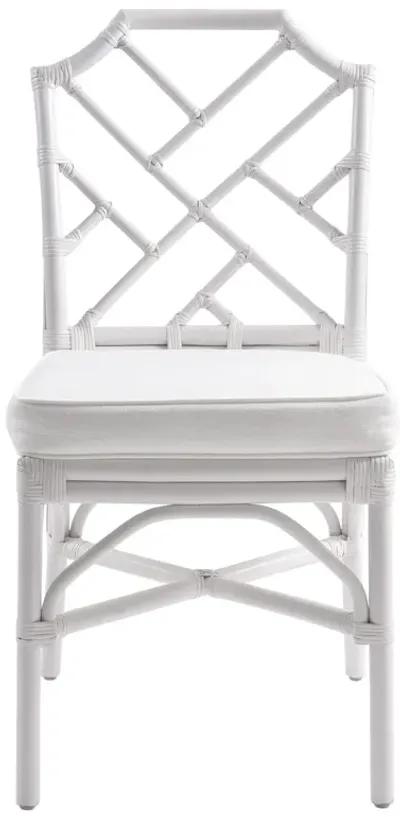 Kara Rattan Dining Side Chair, White (Set of 2)