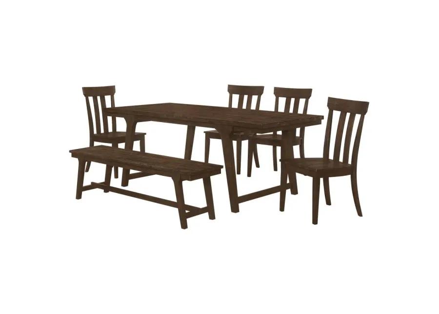 Reynolds 6-piece Rectangular Dining Table Set Brown Oak