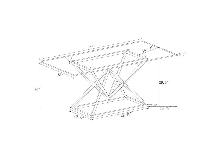 Beaufort Rectangle Glass Top Dining Table Chrome