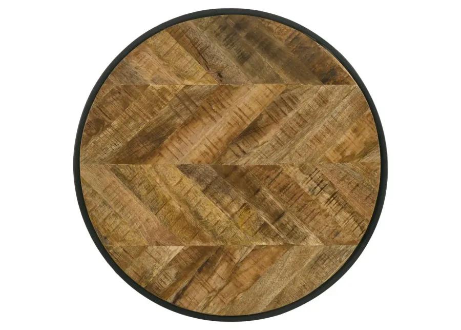 Hayden Metal Round Side Table Natural Mango and Black