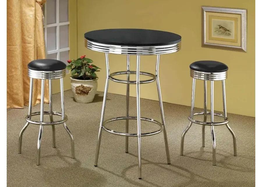 Theodore Round Bar Table Black and Chrome