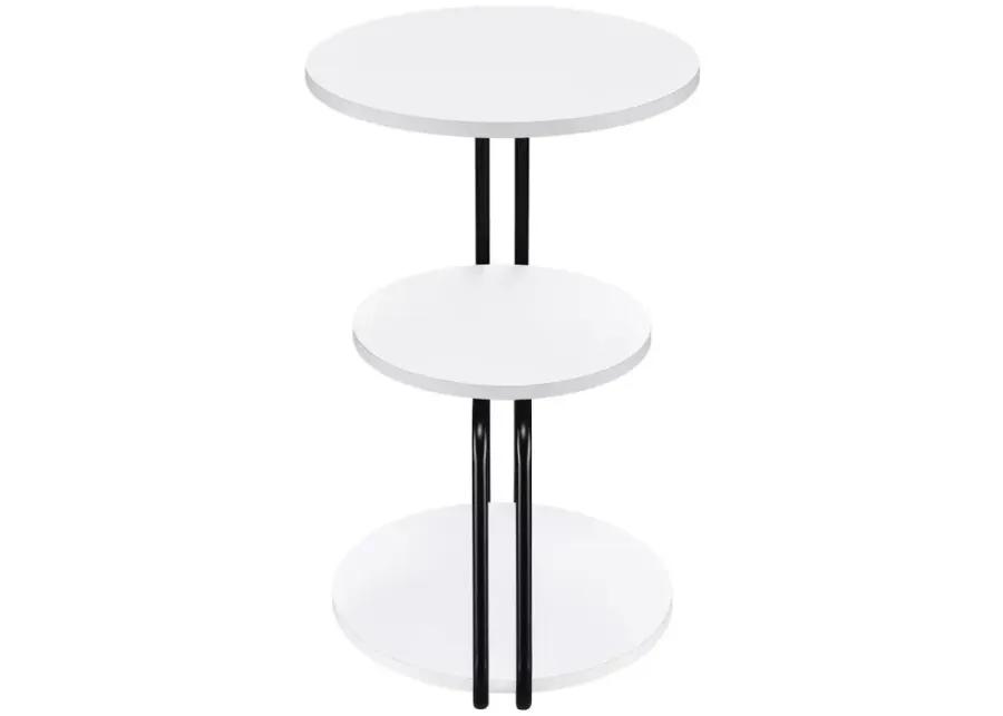 Hilly 3-tier Round Side Table White and Black