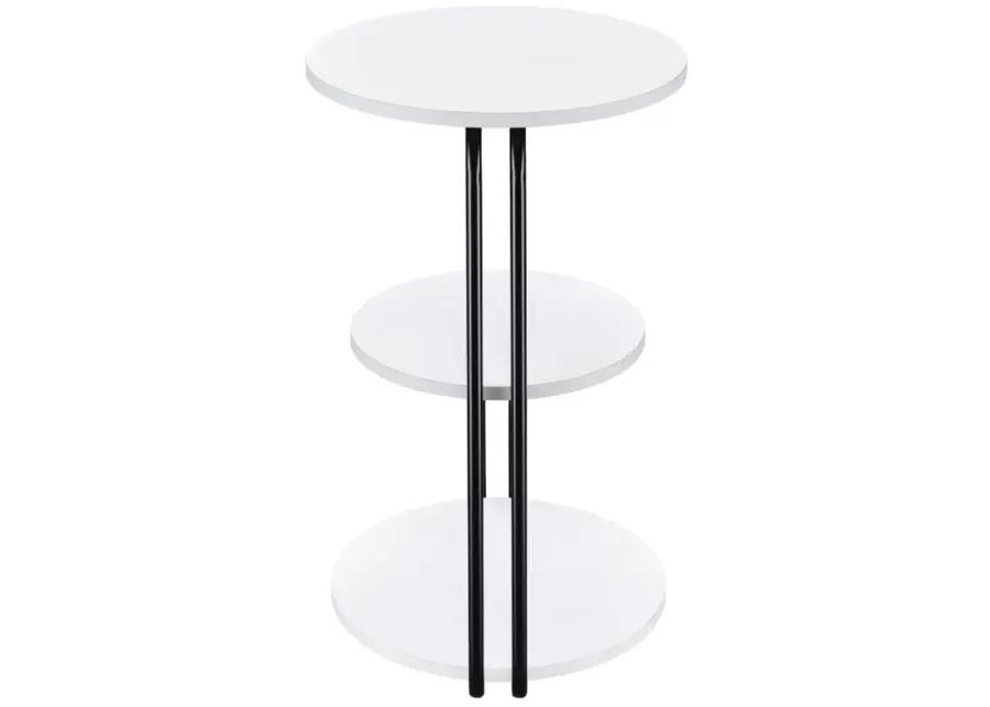 Hilly 3-tier Round Side Table White and Black